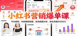 小红书营销爆单课：平台规则、内容模型搭建、投流数据分析，转化率提升500%