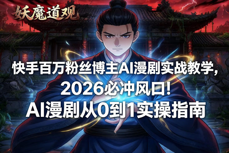 快手百万粉丝博主AI漫剧实战教学,2026必冲风口!AI漫剧从0到1实操指南插图 快手百万粉丝博主AI漫剧实战教学,2026必冲风口!AI漫剧从0到1实操指南