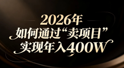 2026年如何通过“卖项目”实现年入百万