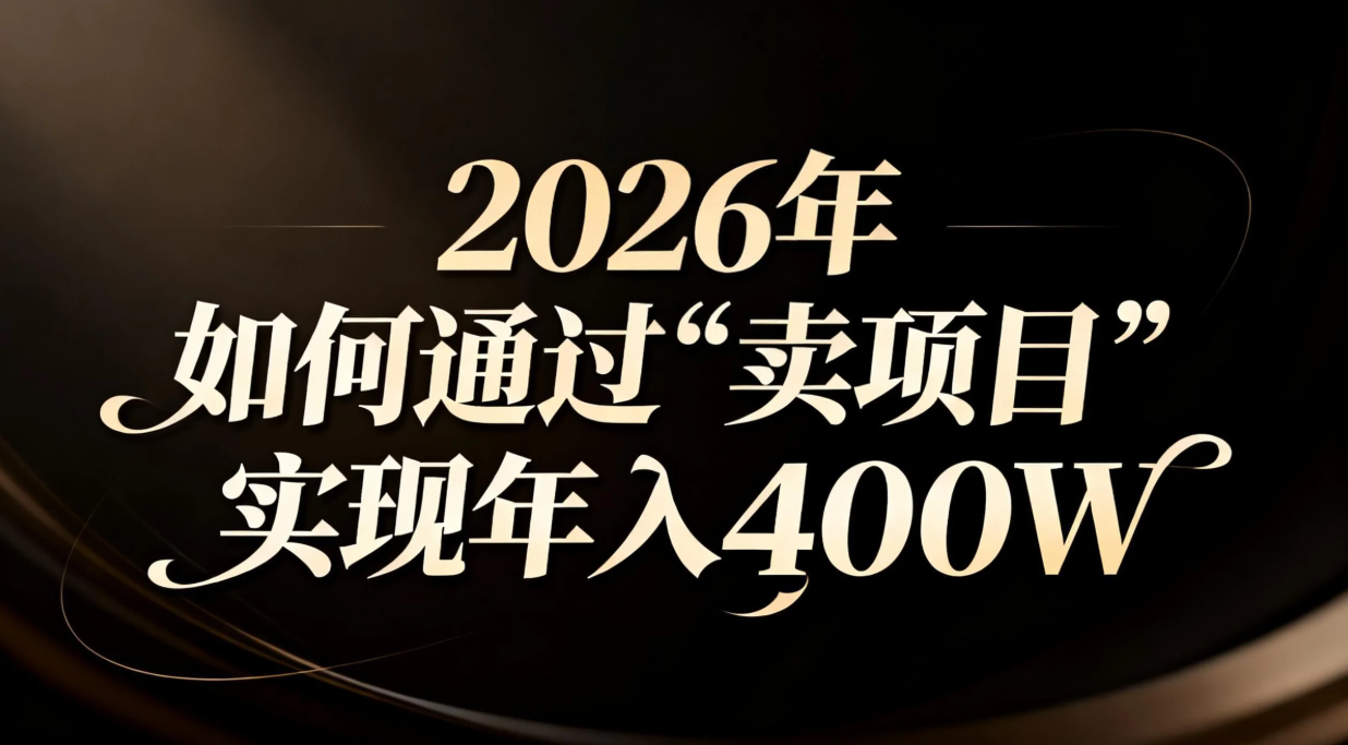 2026年如何通过“卖项目”实现年入百万插图 2026年如何通过“卖项目”实现年入百万
