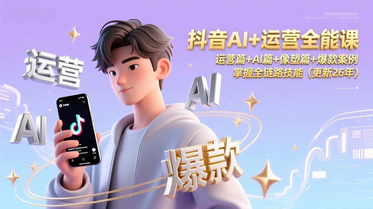 抖音AI+运营全能课,运营篇+AI篇+像塑篇+爆款案例,掌握全链路技能(更新26年插图 抖音AI+运营全能课,运营篇+AI篇+像塑篇+爆款案例,掌握全链路技能(更新26年