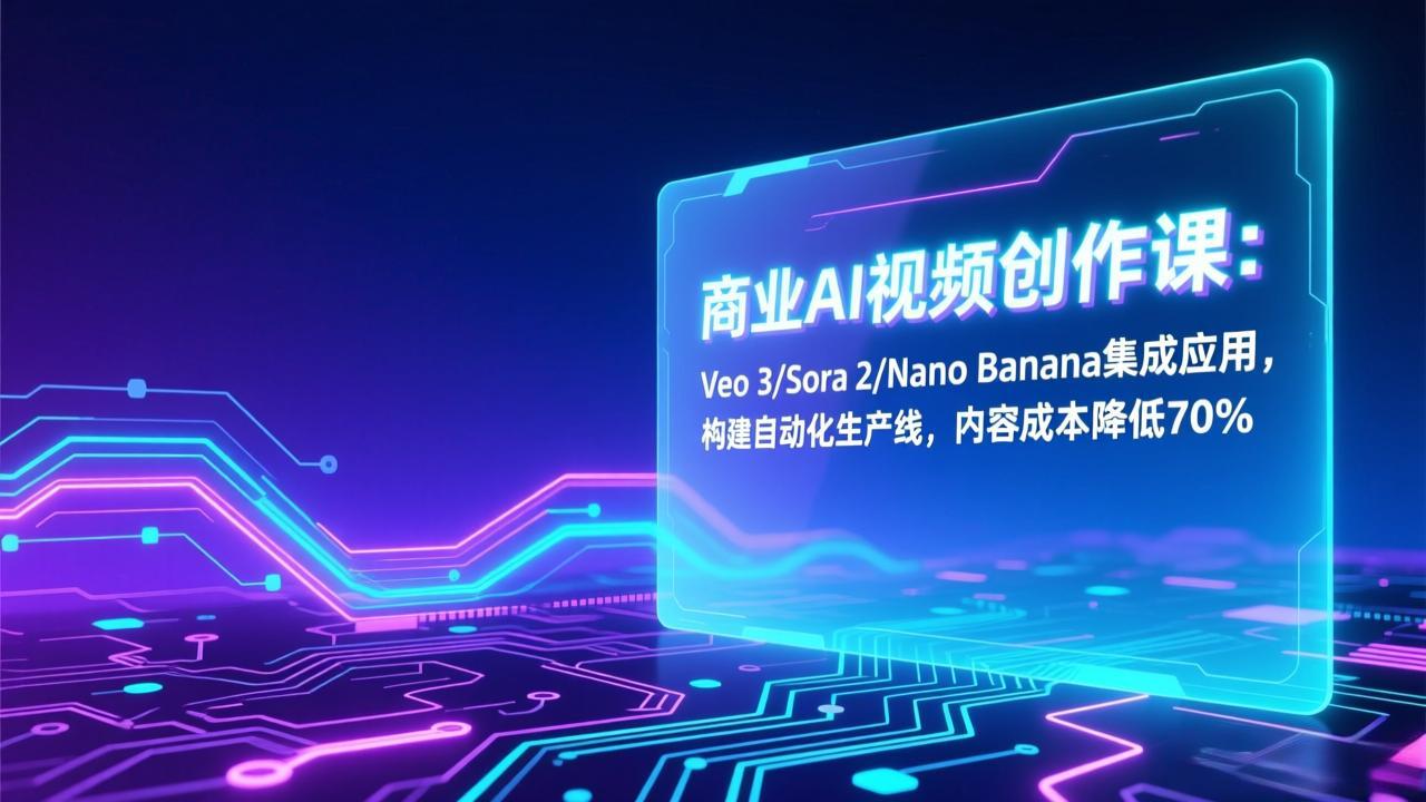 商业AI视频创作课:Veo 3/Sora 2/Nano Banana集成应用,构建自动化生产线,内容成本降低70%插图 商业AI视频创作课:Veo 3/Sora 2/Nano Banana集成应用,构建自动化生产线,内容成本降低70%