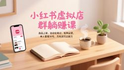 小红书虚拟店群躺赚课，选品上架、自动化笔记、矩阵运营，单人管理30号，月利润可达数万