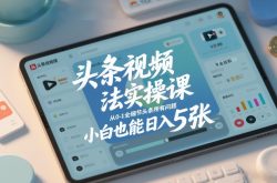 头条视频玩法实操课，从0-1全细节头条所有问题，小白也能日入5张
