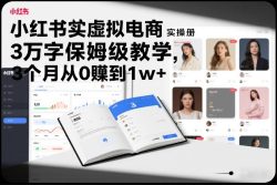 小红书虚拟电商实操手册，3万字保姆级教学，3个月从0賺到1w+