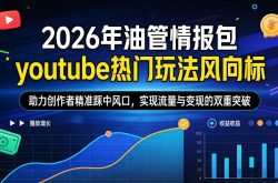 2026年油管情报包，youtube热门玩法风向标，助力创作者精准踩中风口，实现流量与变现的双重突破(更新)