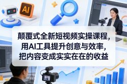 颠覆式全新短视频实操课程，用AI工具提升创意与效率，把内容变成实实在在的收益