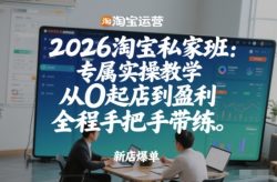2026淘宝私家班：专属实操教学，从0起店到盈利，全程手把手带练(更新26年2月)