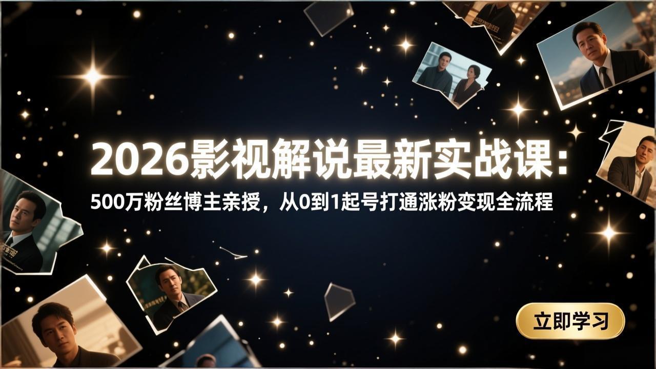 2026影视解说最新实战课:500万粉丝博主亲授,从0到1起号打通涨粉变现全流程插图 2026影视解说最新实战课:500万粉丝博主亲授,从0到1起号打通涨粉变现全流程