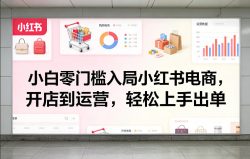 小白零门槛入局小红书电商，开店到运营，轻松上手出单