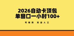 2026自动卡顶包玩法，单窗口一小时100+，可矩阵操作，无需人工【揭秘】