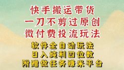 2026最新最全快手搬运带货方法，一刀不剪过原创，轻松带你日入四位数【揭秘】