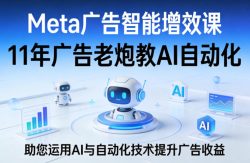 Meta广告智能增效课，11年广告老炮教AI自动化，助您运用AI与自动化技术提升广告收益