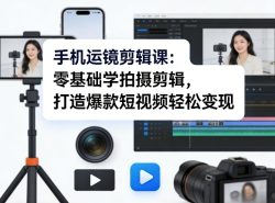 手机运镜剪辑课：零基础学拍摄剪辑，打造爆款短视频轻松变现