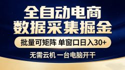 全自动电商数据采集掘金 批量可矩阵 单窗口轻松日入30+