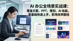 AI 办公全场景实战课：覆盖文案、PPT、策划、AI 绘画，零基础快速上手，职场效率翻倍