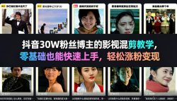 抖音30W粉丝博主的影视混剪教学，零基础也能快速上手，轻松涨粉变现