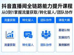 抖音直播间浓缩版视频课程，从0到1掌握直播间流量获取、转化留人、团队协作的全链路能力