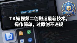 TK短视频二创搬运最新技术，操作简单，过原创不违规