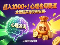 心理名词赛道，新手小白也能做，全流程项目拆解，单日变现1k+