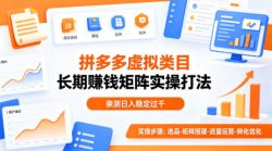 做拼多多虚拟类目想长期賺钱？这套矩阵实操打法，亲测日入稳定过千【揭秘】