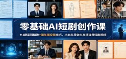 零基础AI短剧创作课：MJ提示词精讲+图生图控图技巧，小白从零做出高清连贯短剧视频