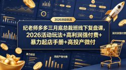 纪老师多多三月底总裁班线下复盘课，2026活动玩法+高利润强付费+暴力起店手册+高投产微付费