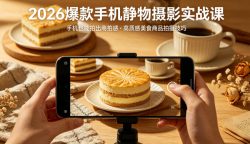 2026爆款手机静物摄影实战课，手机也能拍出商拍感，学会拍出高质感美食商品
