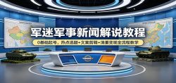 军迷军事新闻解说教程：0基础起号，热点选题+文案剪辑+消重变现全流程教学