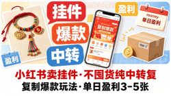 小红书卖挂件，不囤货纯中转复制爆款玩法，单日盈利3-5张