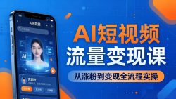 AI短视频流量变现课：一部手机玩转数字人克隆+爆款制作，从涨粉到变现全流程实操