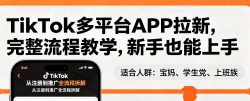 TikTok多平台APP拉新，完整流程教学，新手也能上手，轻松出海搞美金