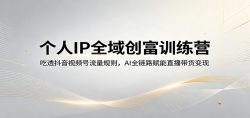 个人IP全域创富训练营：吃透抖音视频号流量规则，AI全链路赋能直播带货变现