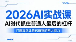 2026AI实战课，AI时代抓住普通人最后的杠杆，打磨真正让自己值钱的两大能力