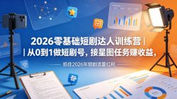 2026零基础短剧达人训练营｜从0到1做短剧号，接星图任务賺收益，抓住2026年短剧流量红利