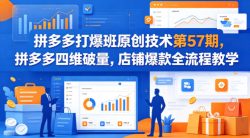 拼多多打爆班原创技术第57期，拼多多四维破量，店铺爆款全流程教学