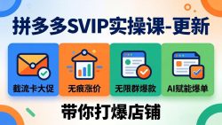 拼多多SVIP实操课-26年4月，截流卡大促+无痕涨价+无限群爆款+AI赋能爆单新玩法，带你打爆店铺
