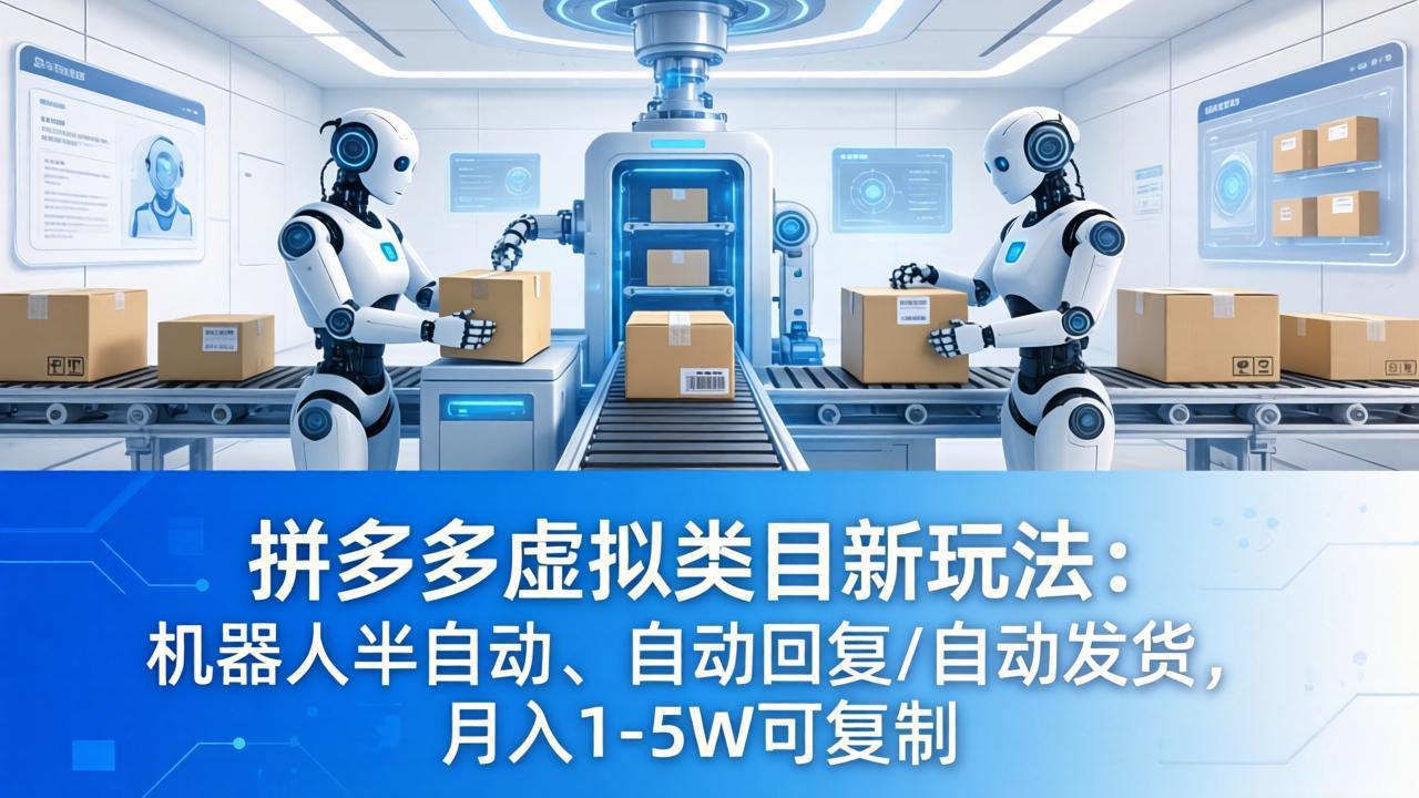 拼多多虚拟类目新玩法：机器人半自动、自动回复 /自动发货，月入 1-5W 可复制