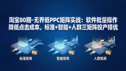 淘宝80期-无界低PPC矩阵实战：软件批量操作降低点击成本，标准+智能+人群三矩阵投产择优