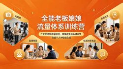 全能老板娘流量体系训练营，三天吃透短视频引流、直播成交与私域运营，打造个人IP轻松变现