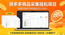 拼多多商品信息全自动采集项目，批量可矩阵，单机轻松日入300+，无需云机一台电脑开干【揭秘】
