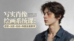 写实肖像绘画系统课：造型+光影+色彩+构图全套教学，配套笔刷+示范+作业点评
