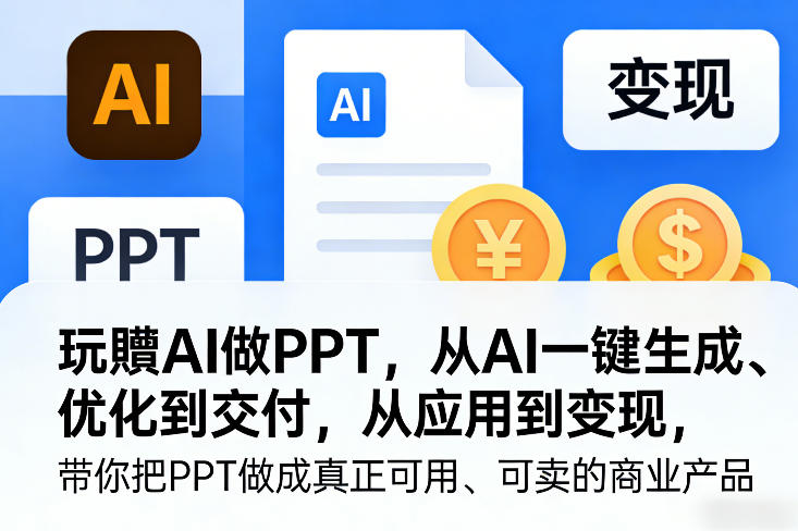 玩賺AI做PPT,从AI一键生成、优化到交付,从应用到变现,带你把PPT做成真正可用、可卖的商业产品(更新0401)