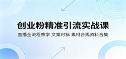 创业粉精准引流实战课：直播全流程教学，文案对标，素材合规资料合集
