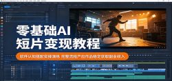 零基础AI短片变现教程：软件认知搭配实操演练，完整流程产出作品稳定获取副业收入