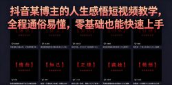 抖音某博主的灰太狼人生感悟短视频教学，全程通俗易懂，零基础也能快速上手