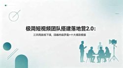 极简短视频团队搭建落地营2.0：三天两夜线下课，四维内容罗盘+十大爆款模版