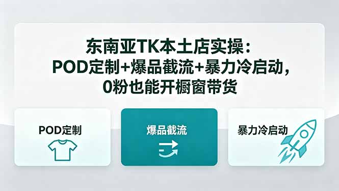 东南亚TK本土店实操:POD定制+爆品截流+暴力冷启动,0粉也能开橱窗带货