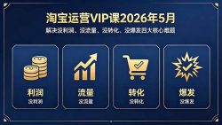 淘宝运营VIP课2026年5月：解决没利润、没流量、没转化、没爆发四大核心难题