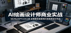 AI绘画设计师商业实战：SD/MJ/GPT三大工具，全维度实操落地打造商用设计作品